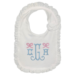 Initials with Mini Bows Embroidered Bib Initials with Mini Bows Embroidered Bib