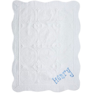 White Quilt with Embroidered Name White Quilt with Embroidered Name