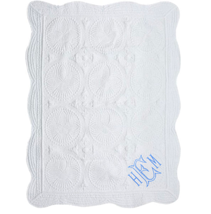 White Quilt with Embroidered Initials White Quilt with Embroidered Initials