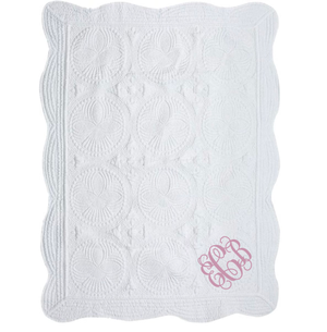 White Quilt with Embroidered Initials White Quilt with Embroidered Initials