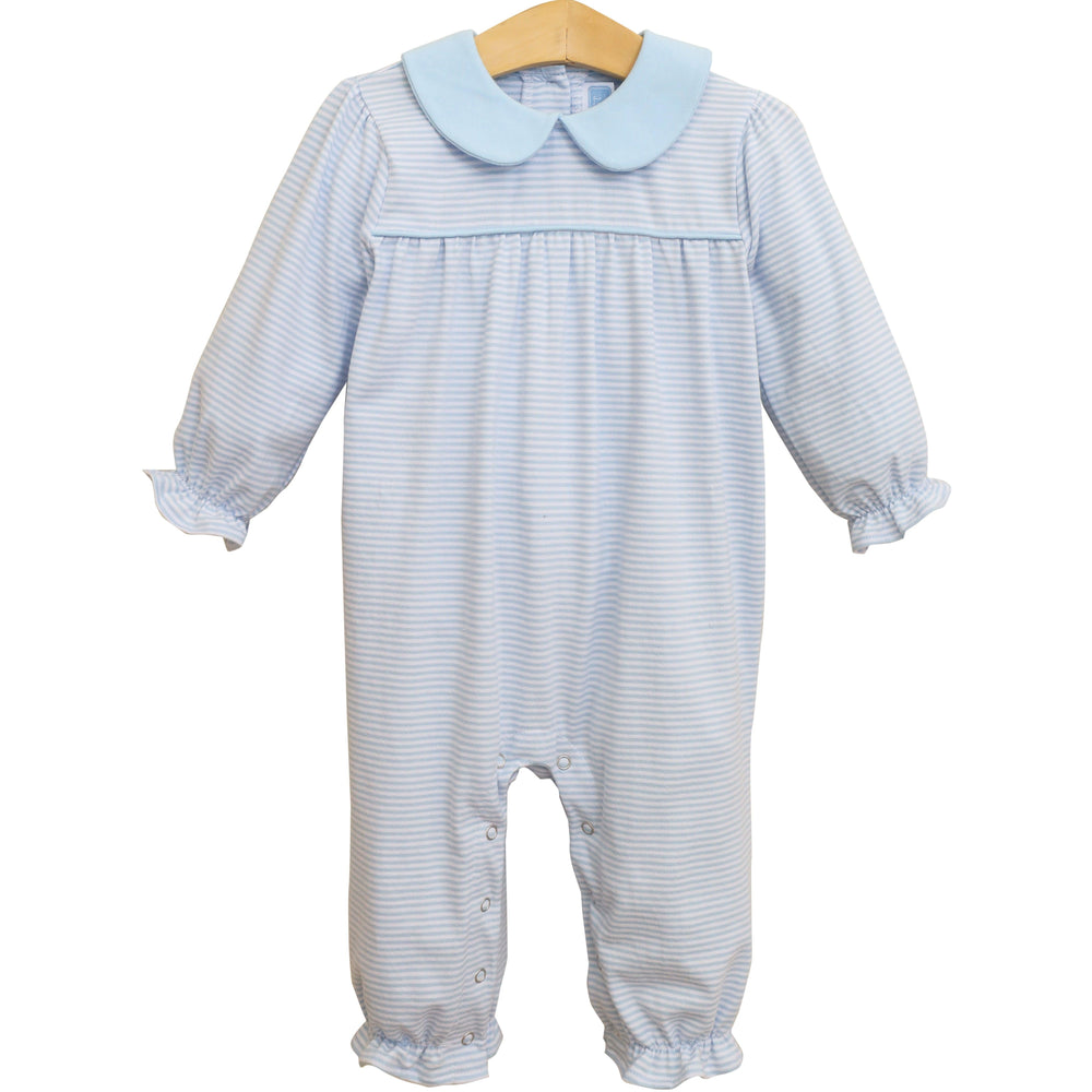 Abigail Romper - Light Blue Stripe