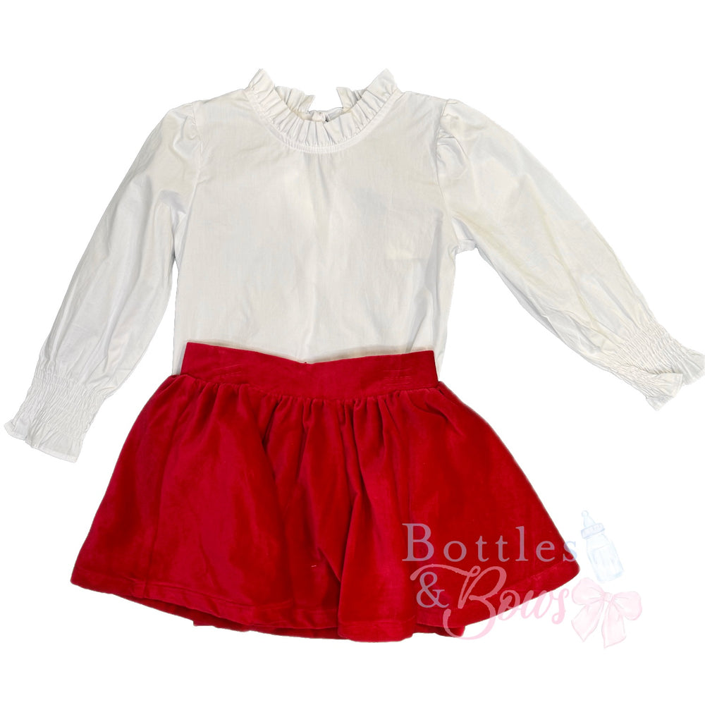 Red Velvet Skirt Set