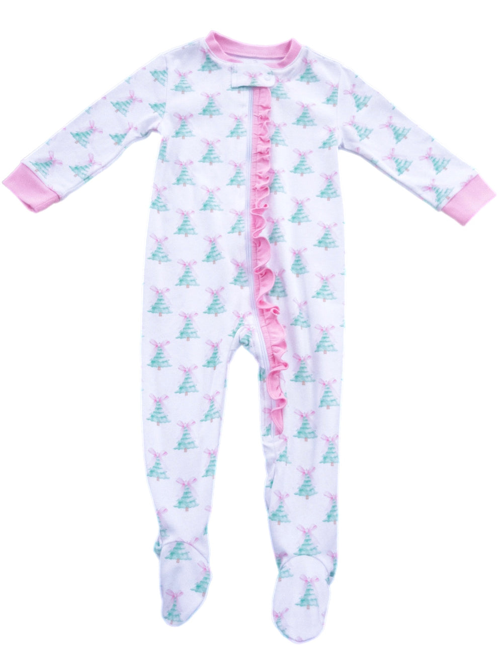 Pink Christmas Tree Zip Up Pajamas