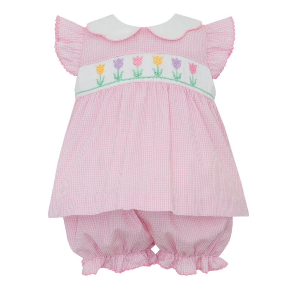 Spring Tulips Smocked Bloomer Set