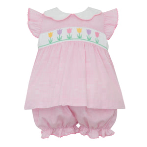 Spring Tulips Smocked Bloomer Set