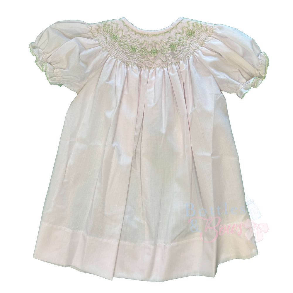 Light Pink & Green Smocked Bishop Dress