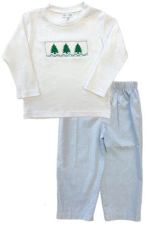 Christmas Tree Smocked Pants Set