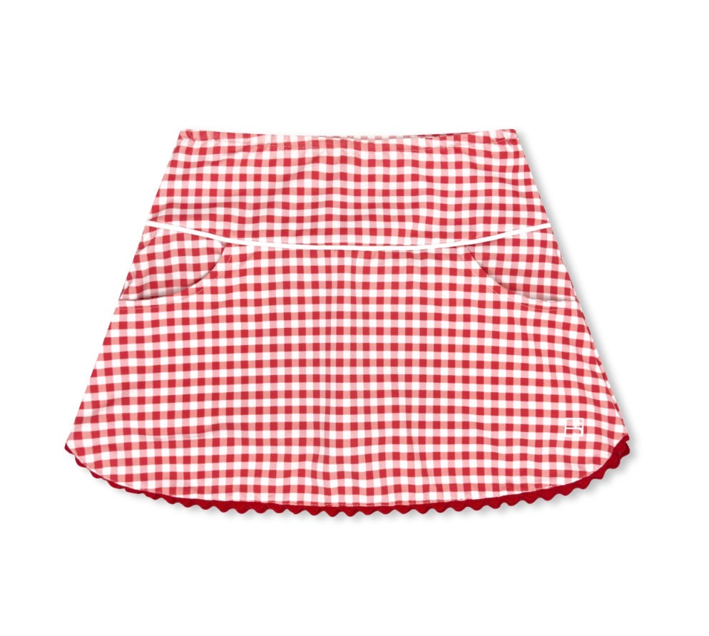 Teagan Tennis Skort - Red Gingham