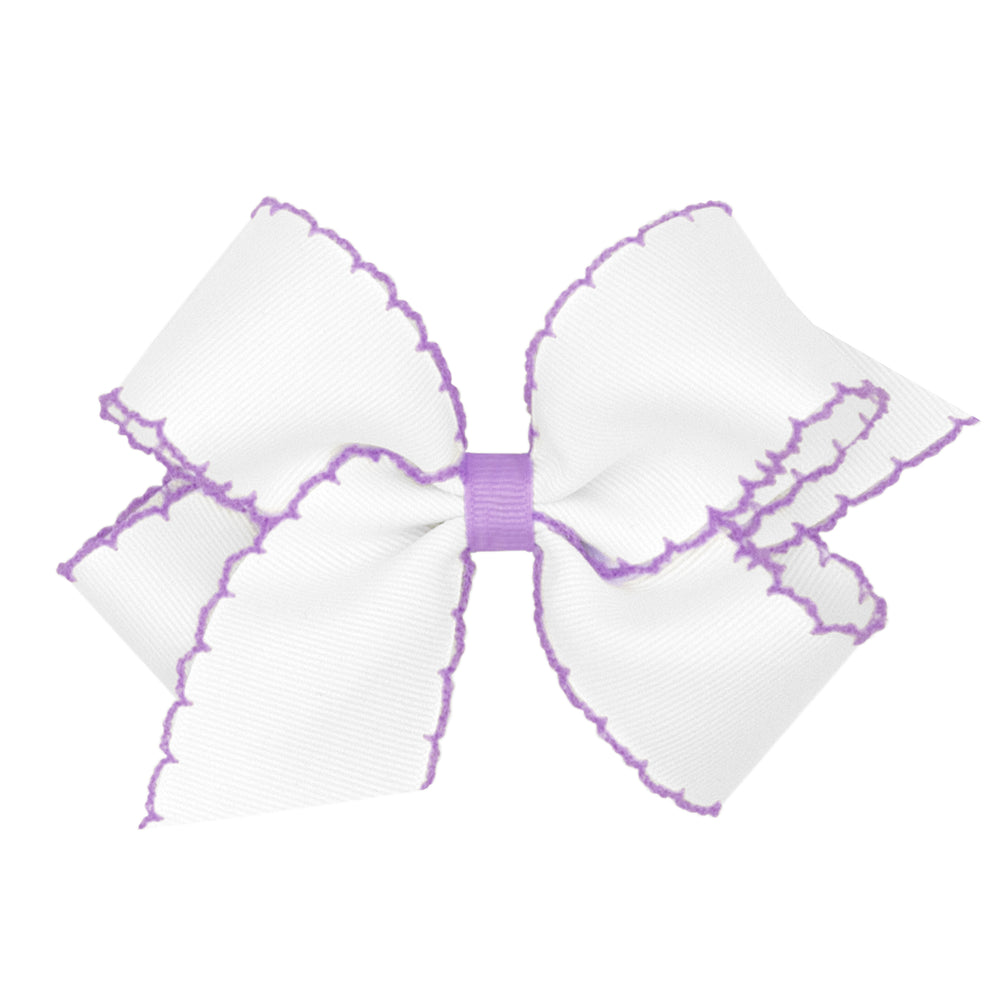 Medium Moonstitch Bow - White with Lilac