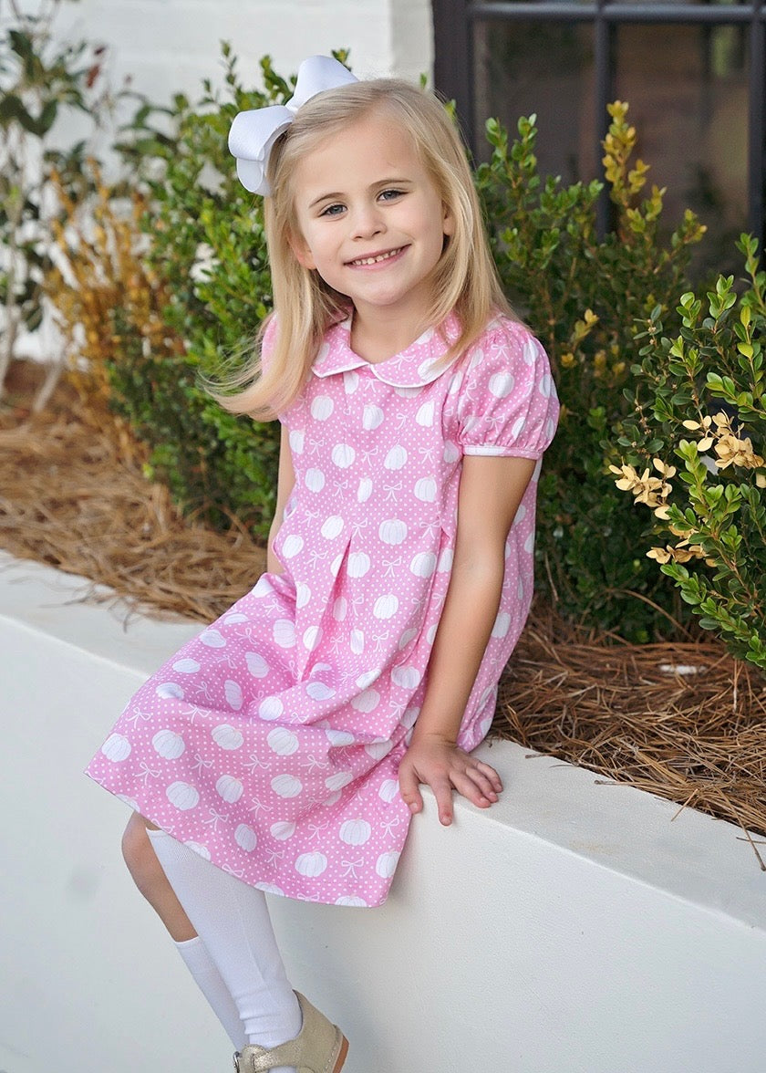 Penny Pleat Dress - Pink Pumpkins preorder