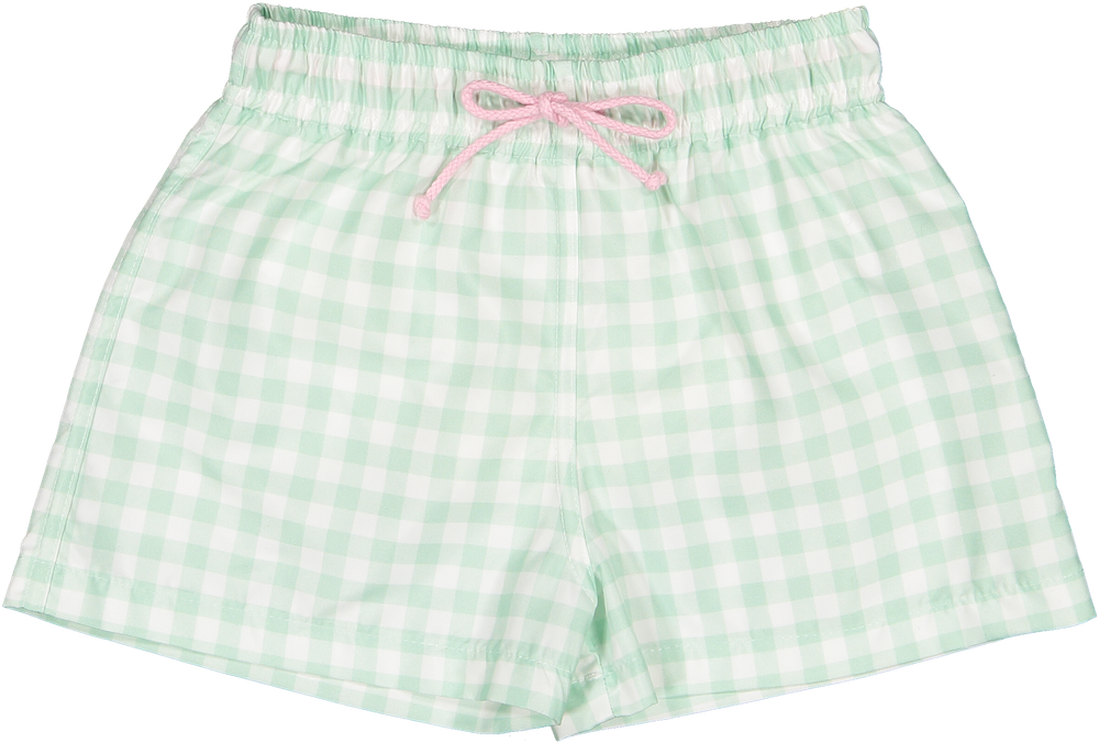 Green Plaid Swim Trunks