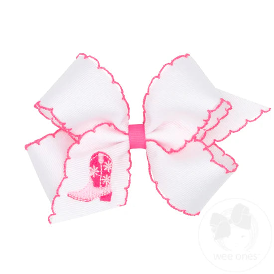 Cowgirl Boots Embroidered Hair Bow - King