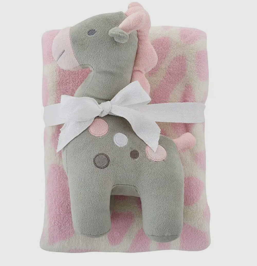 Blanket & Toy Set - Pink Giraffe