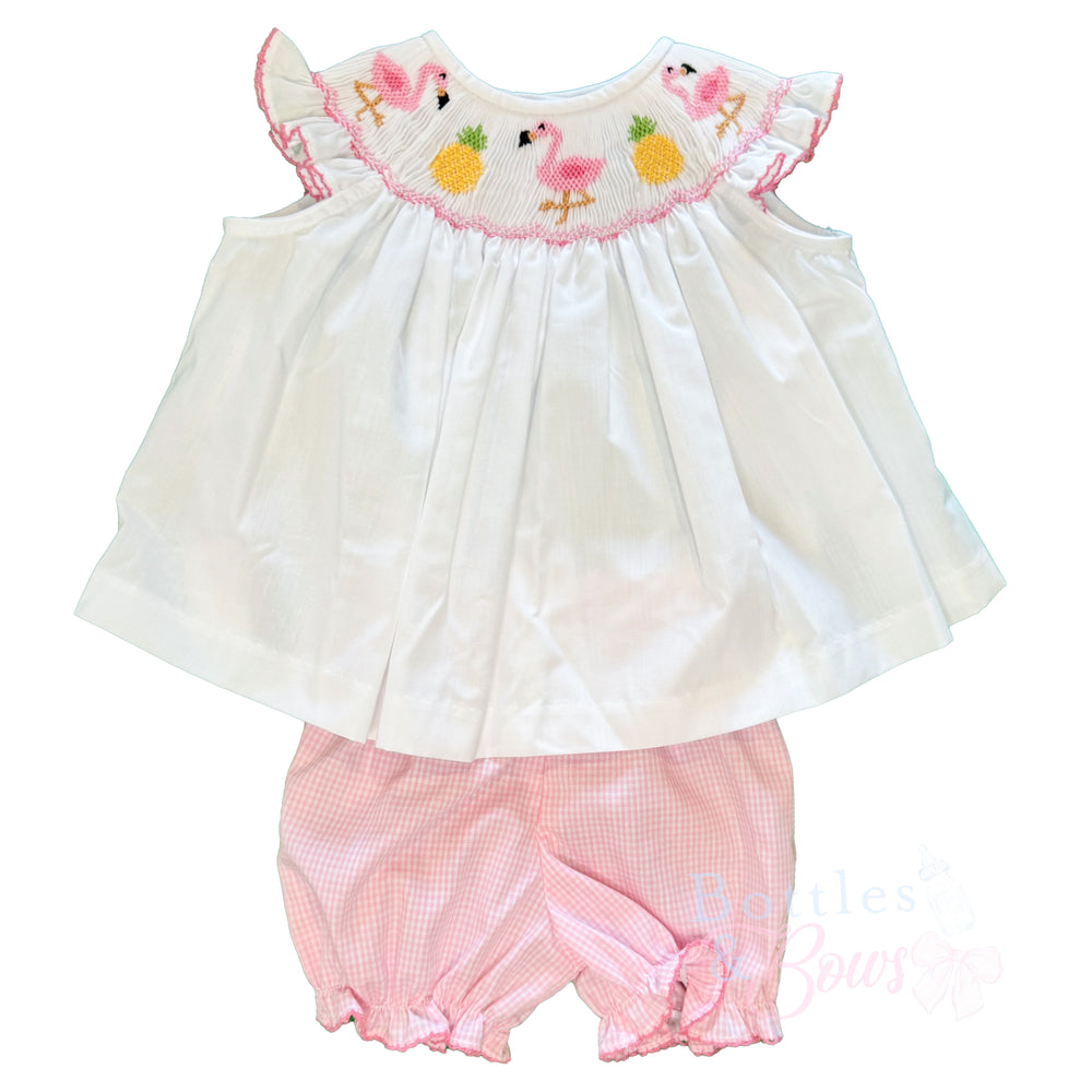 Flamingo Smocked Bloomer Set