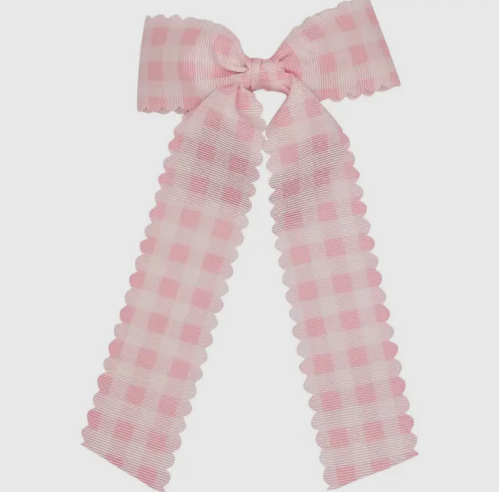 Pink Gingham Streamer Bow