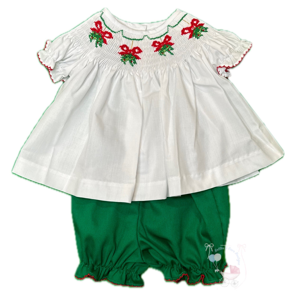 Christmas Smocked Bloomer Set