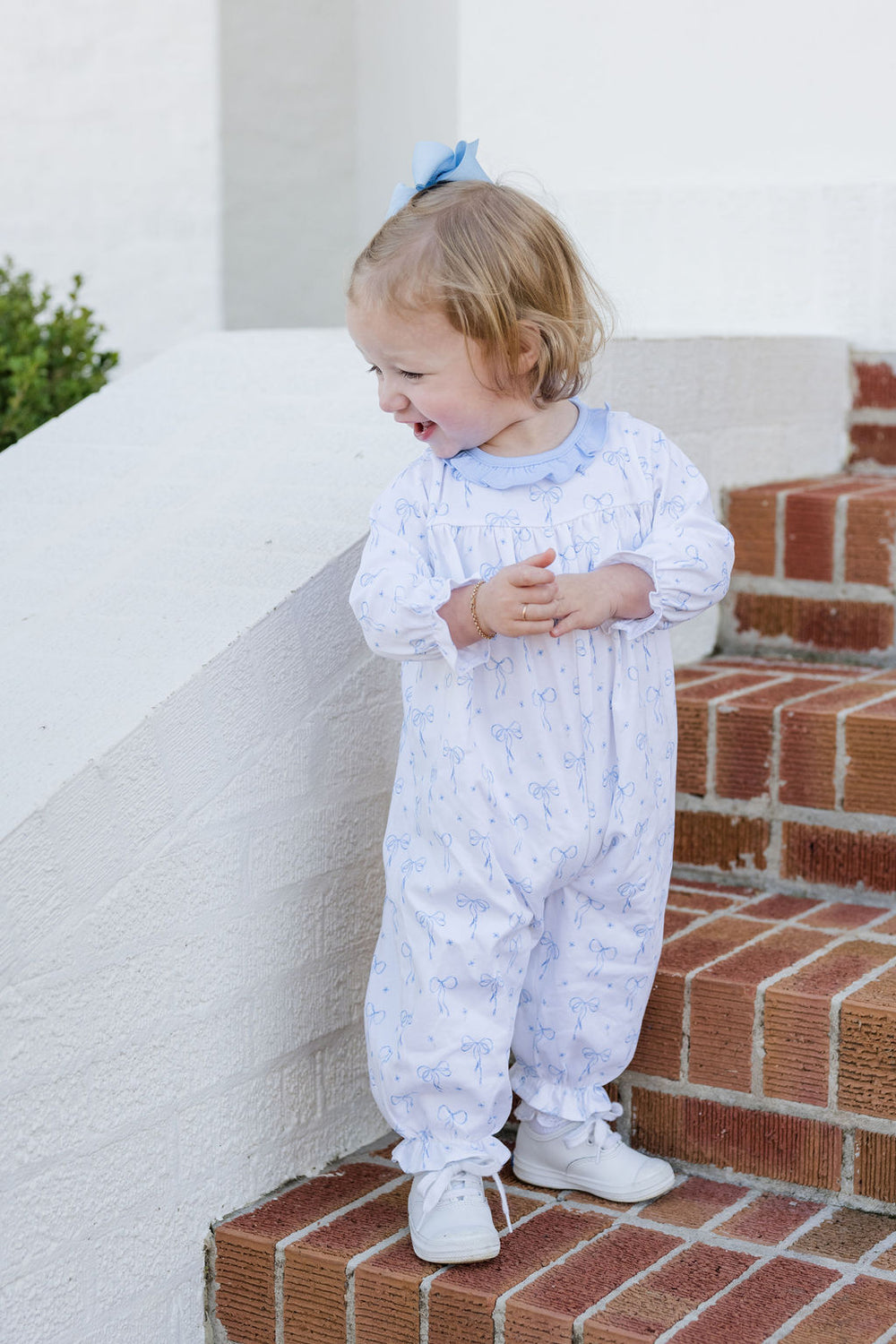 Lila Long Bubble - Blue Bows
