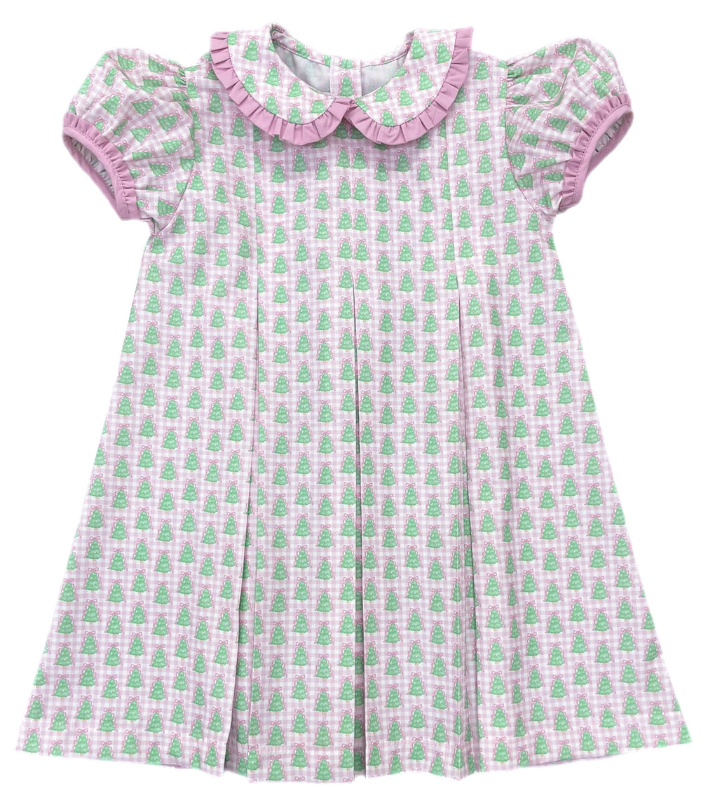 Penny Pleat Dress - Gingham Christmas Tree preorder