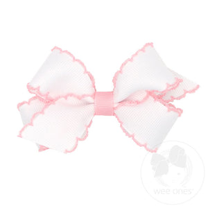 Mini Moonstitch Bow - White/Light Pink