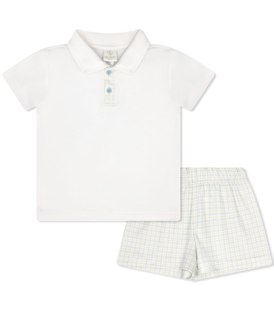 Parker Polo Short Set - Cornflower Check