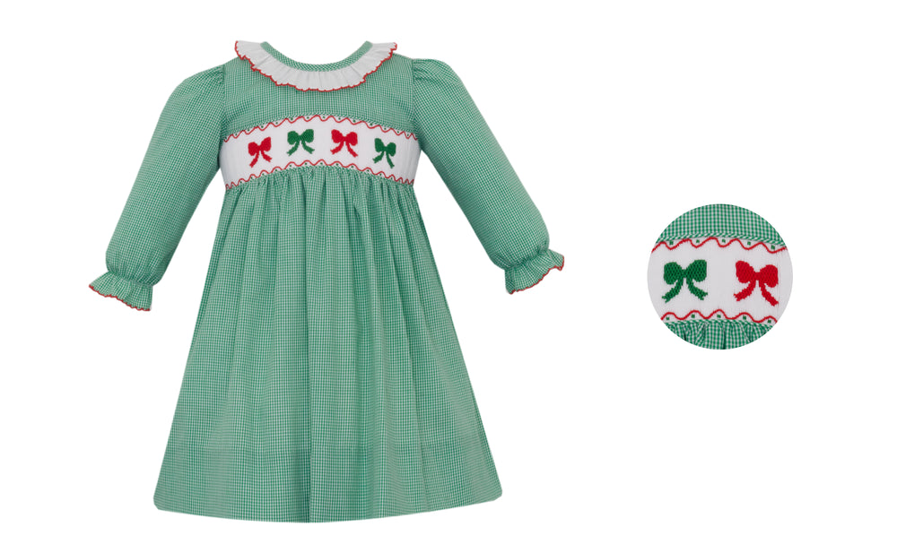 Holiday Bows Smocked Dress