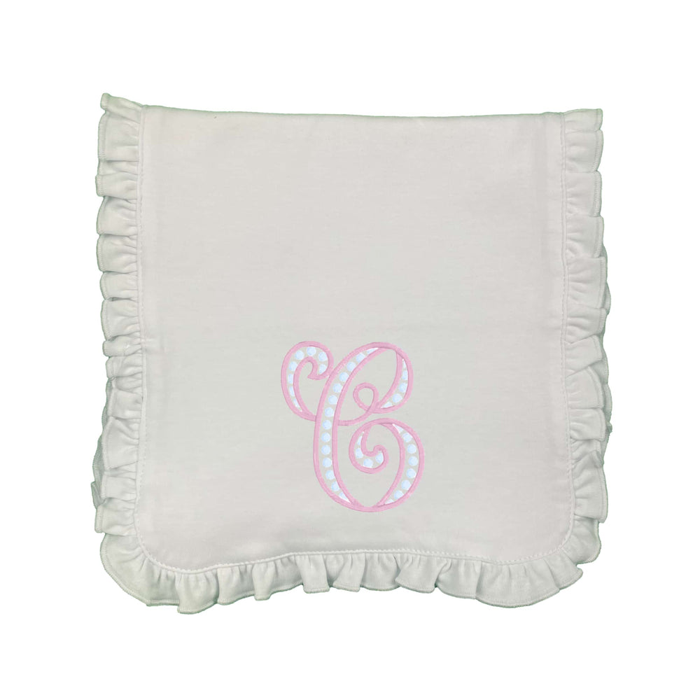 Dotted Initials Embroidered Burp Cloth