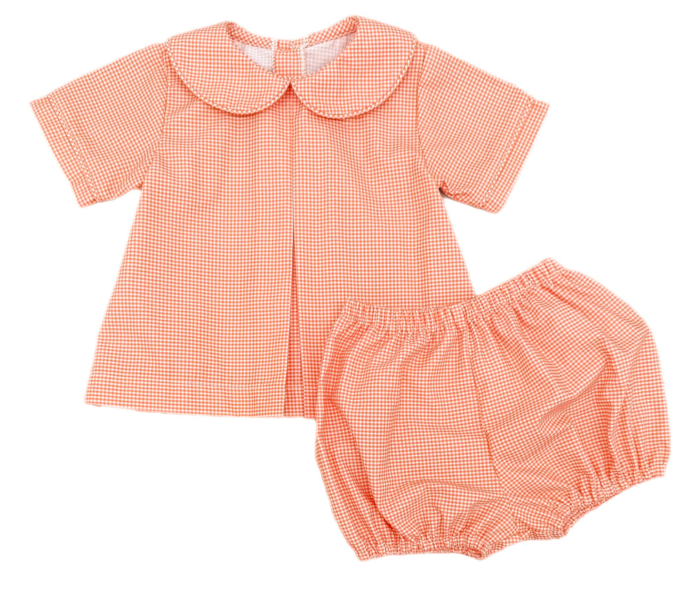 Orange Gingham Diaper Set