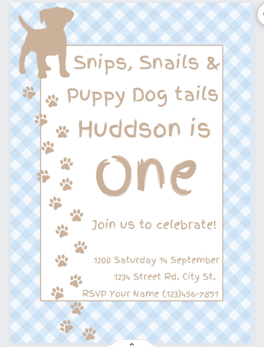 Snips, Snails & Puppy Dog Tails Invitation