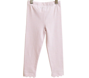 Scallop Leggings - Light Pink Stripe