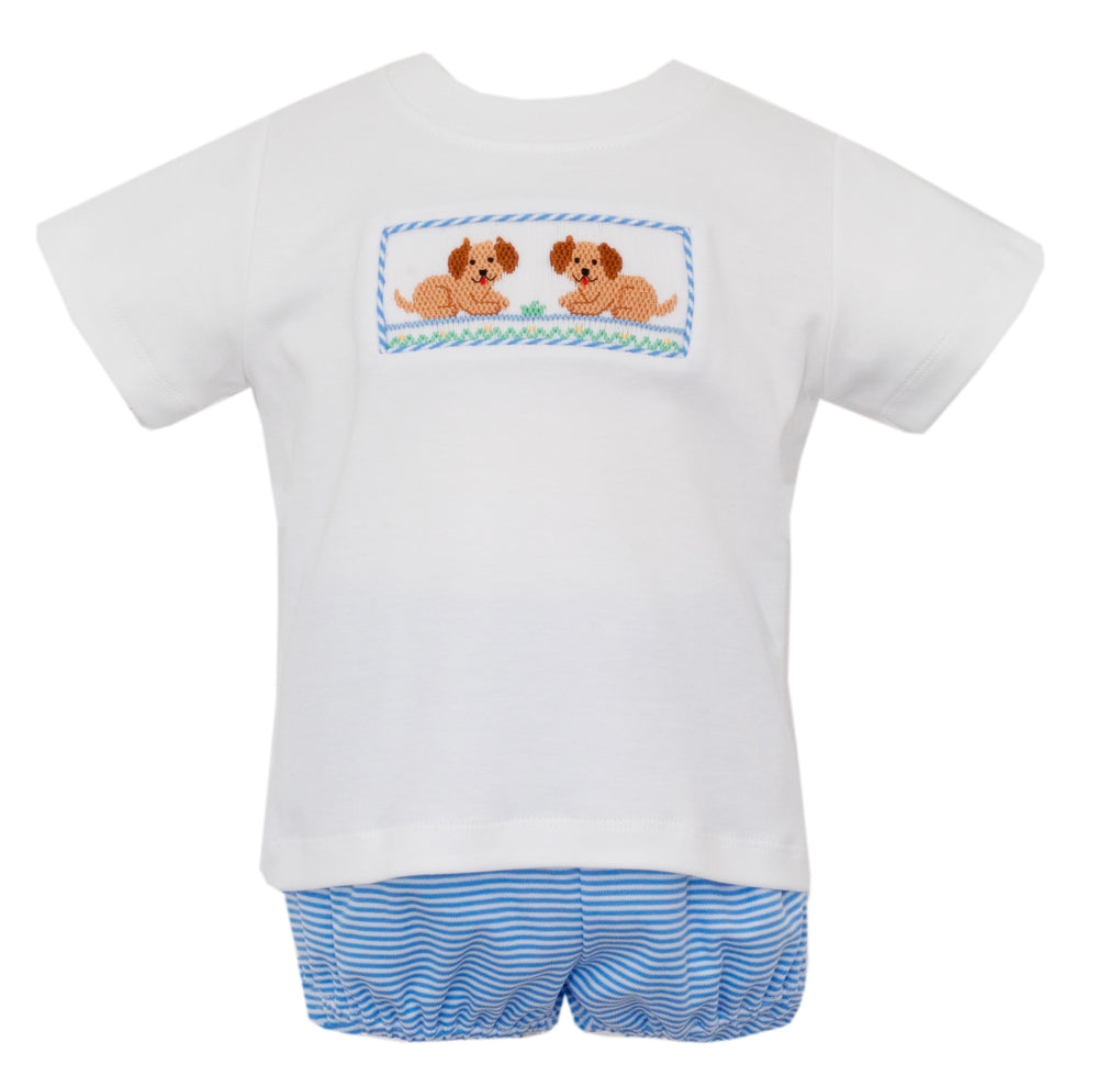 Puppies Smocked Short Set