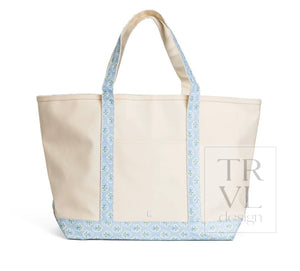 Maxi Tote - Petite Fleur Blue Trim