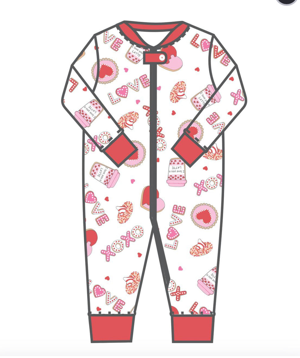 Sweet Valentine Zipped Footie