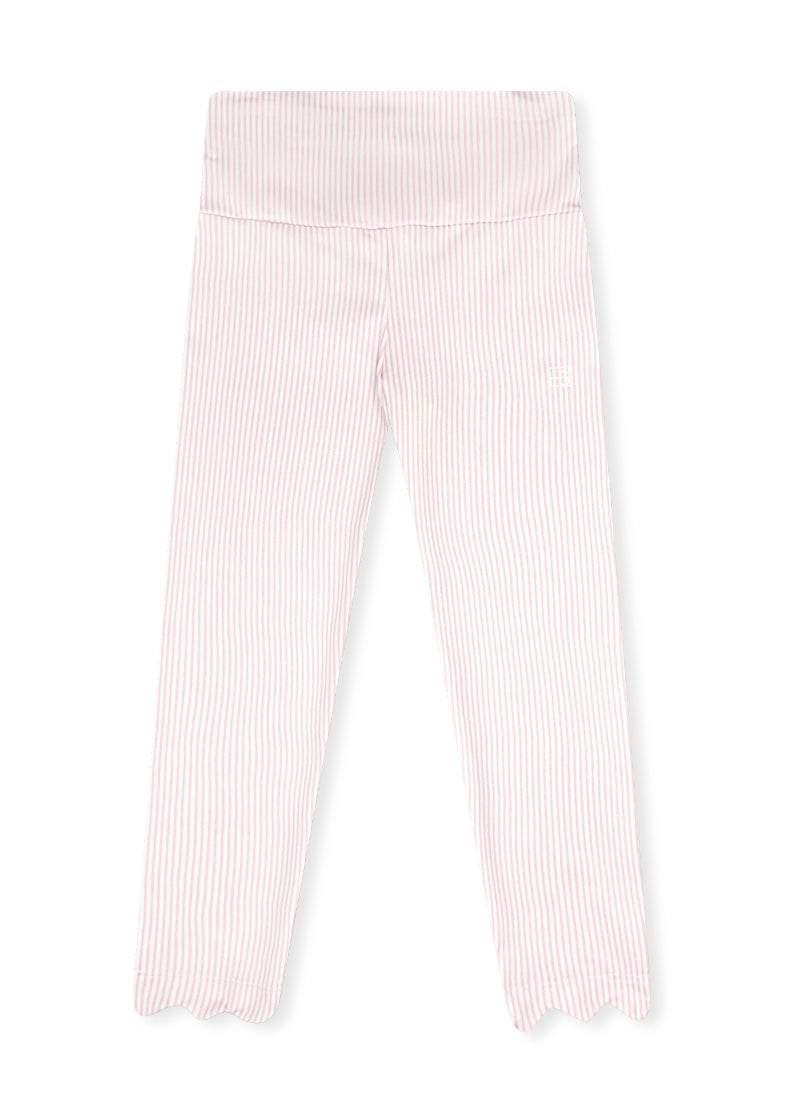 Sadie Scallop Leggings - Pink Ministripe