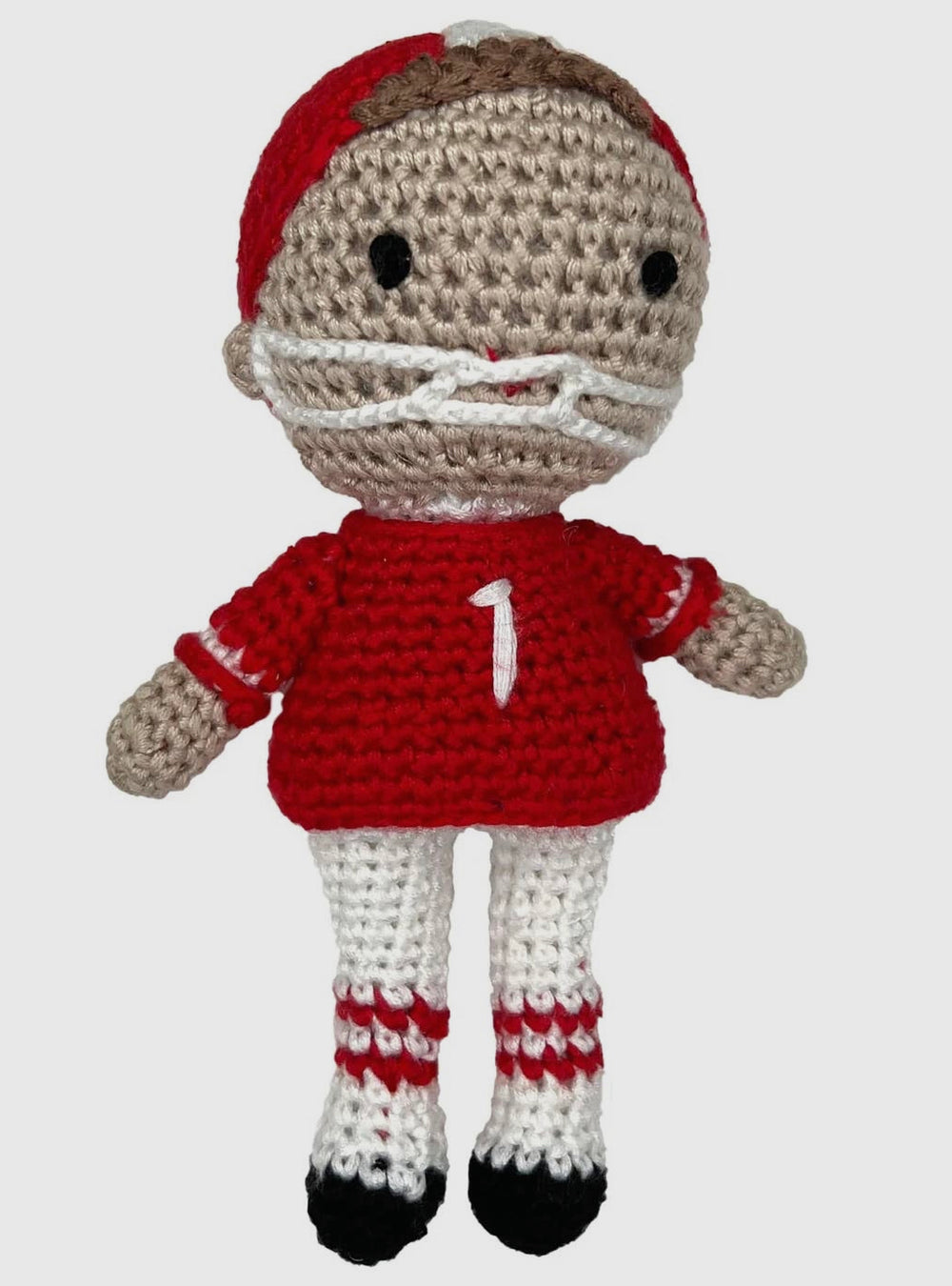 Football Player Crochet Rattle