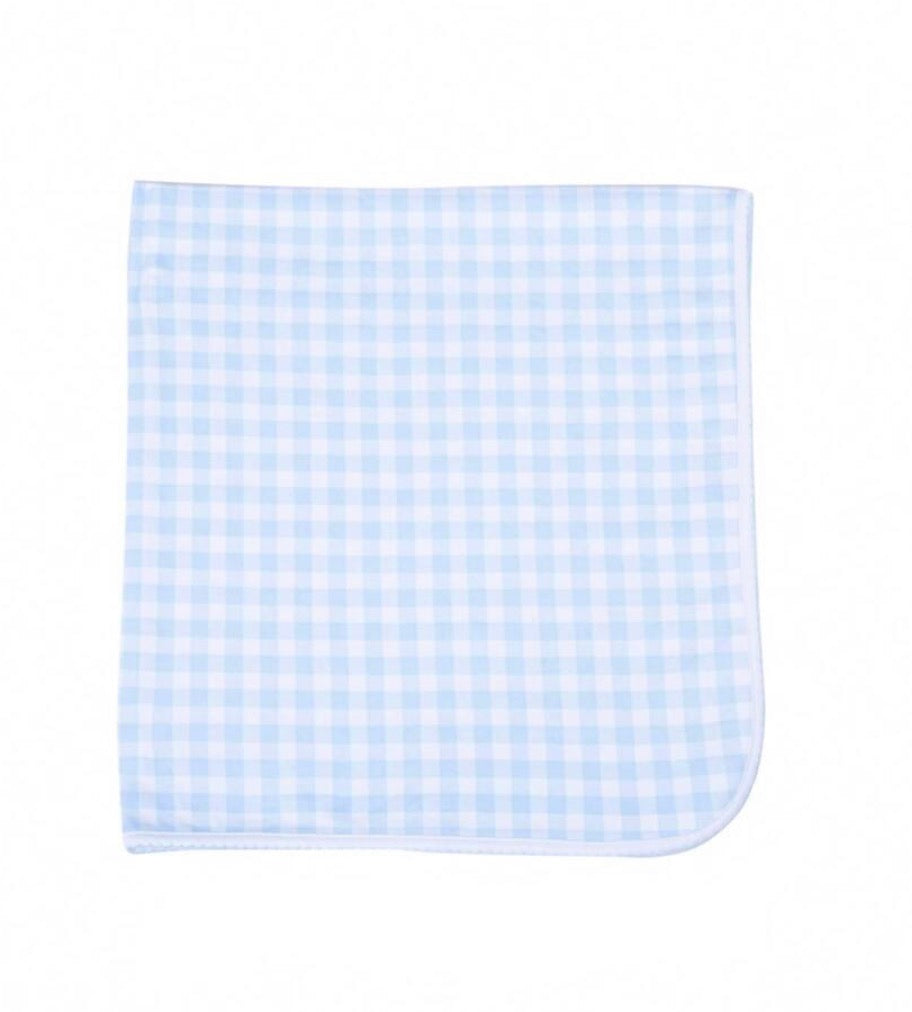 Mini Checks Receiving Blanket - Light Blue
