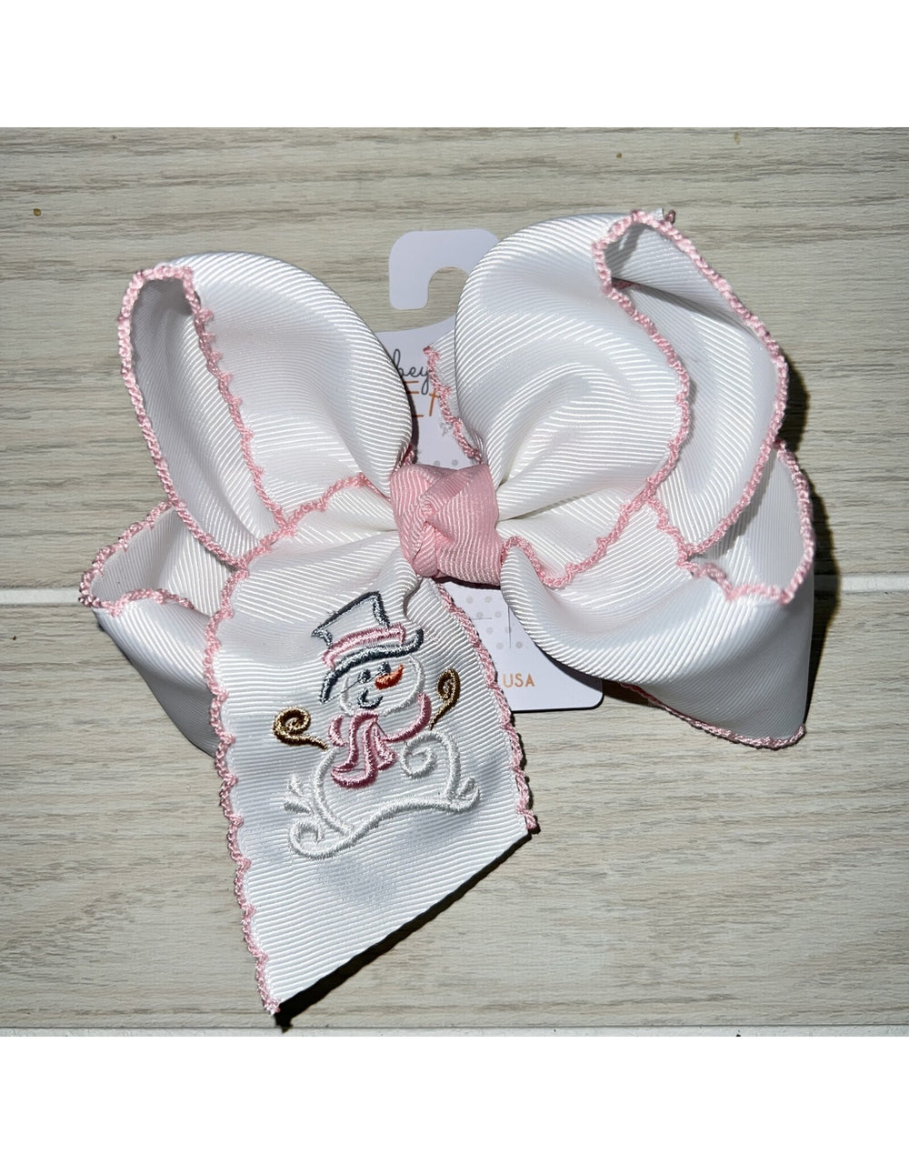 Snowman Moonstitch Hair Bow