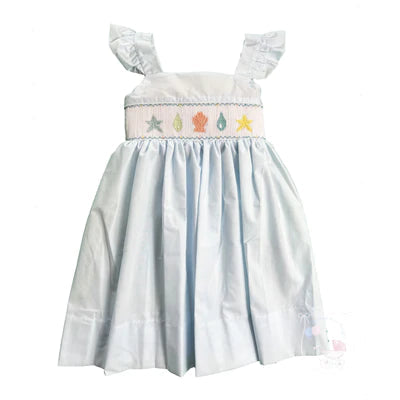 Light Blue Seashell Smocked Dress