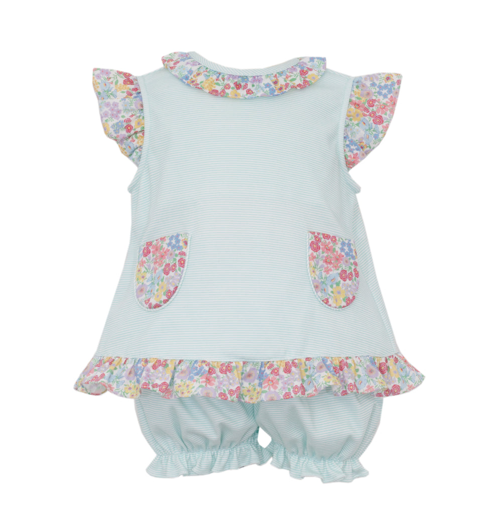 Aqua Floral Bloomer Set