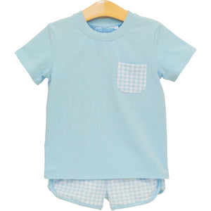 Madden Short Set - Light Blue Gingham