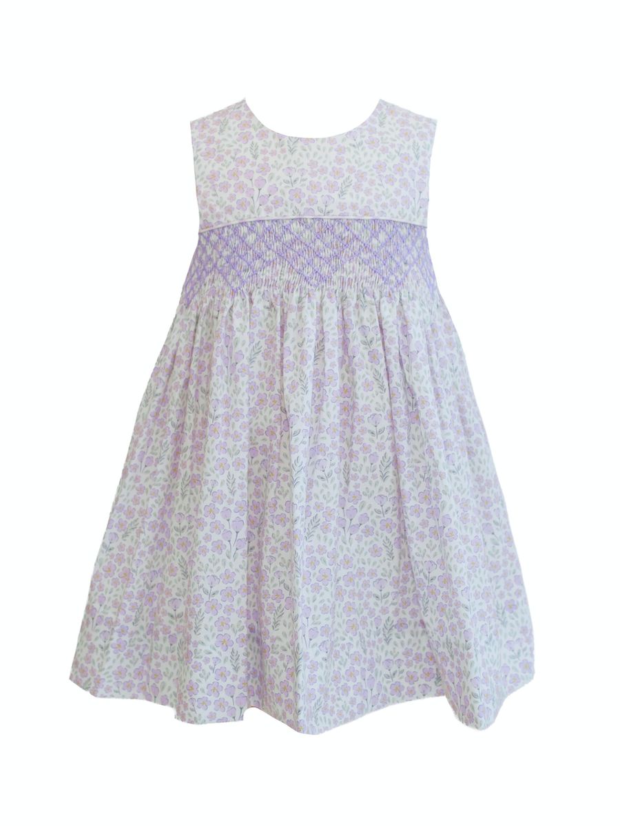 Avery Purple Floral Smocked Dress