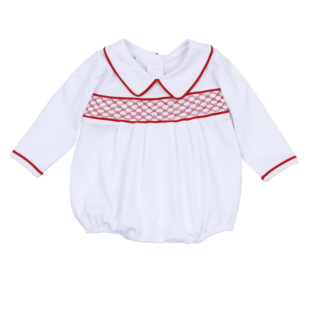 Red & White Smocked Boy Bubble