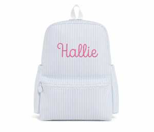 Blue Stripe Embroidered Backpack