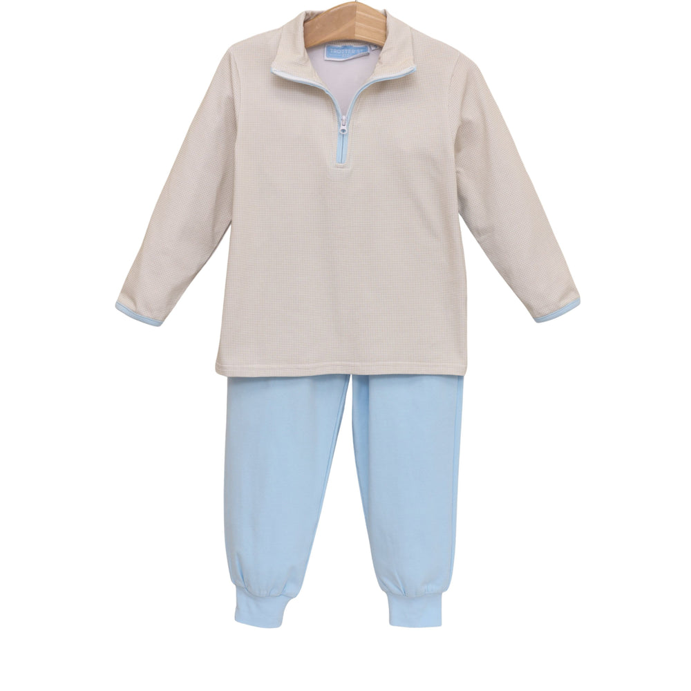 Light Blue & Khaki Jogger Set