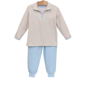 Light Blue & Khaki Jogger Set
