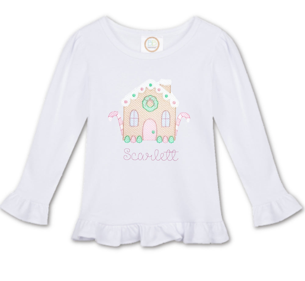 Gingerbread House Embroidered Shirt