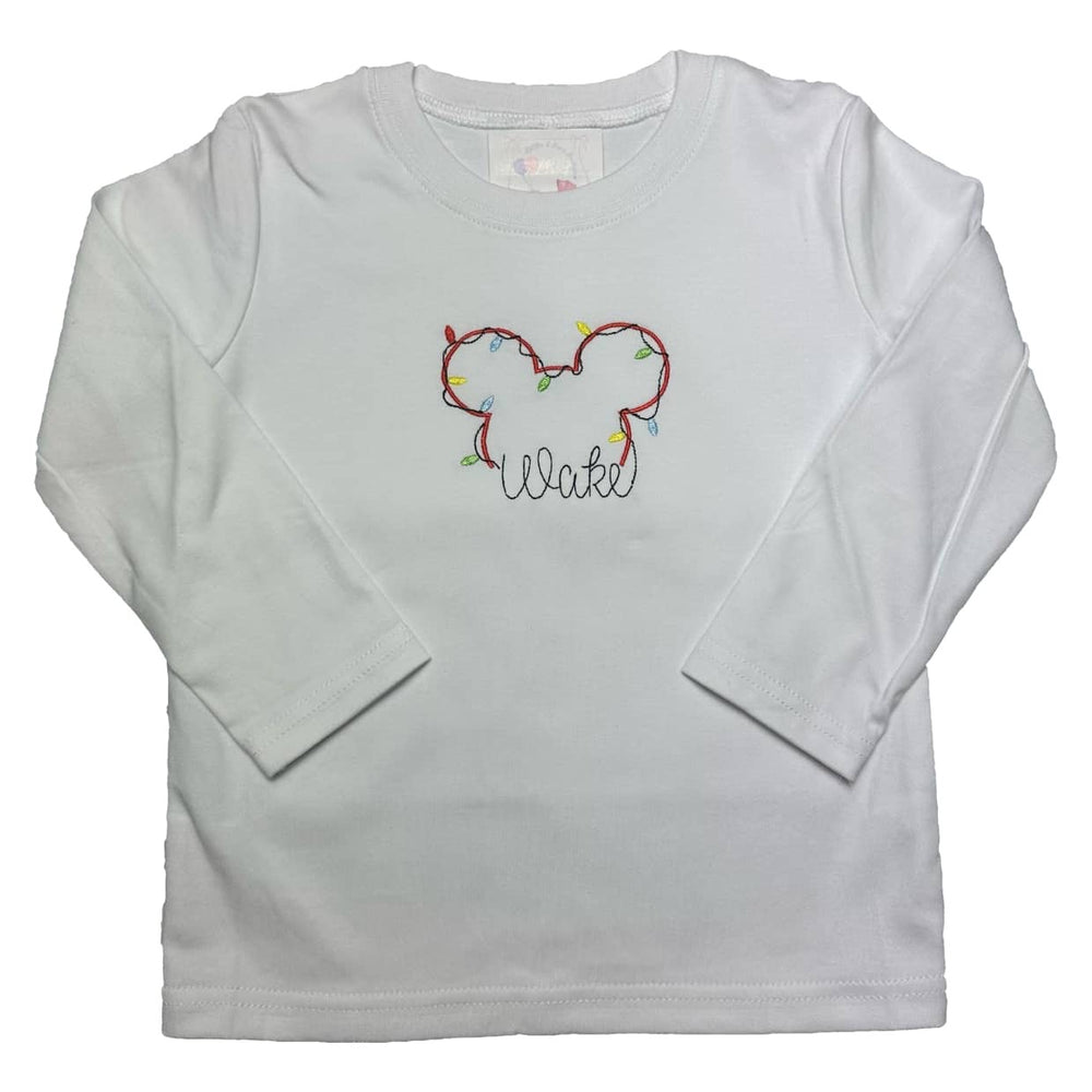 Mouse Christmas Lights Embroidered Shirt