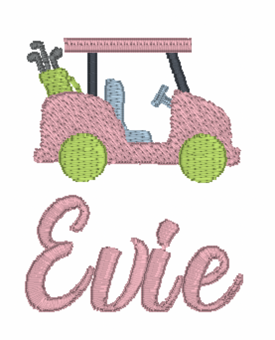 Mini Golf Cart Embroidery Design