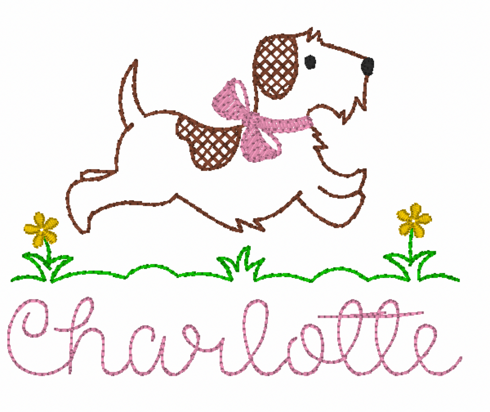 Running Puppy Embroidery Design