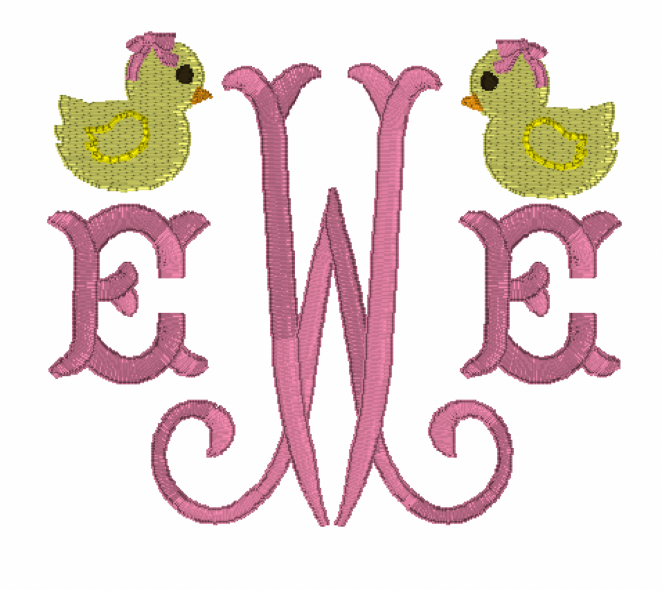 Mini Ducks & Initials Embroidery Design