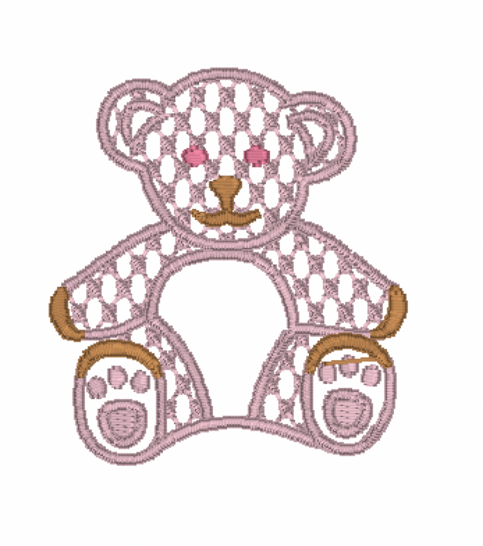 Pink Bear Embroidery Design